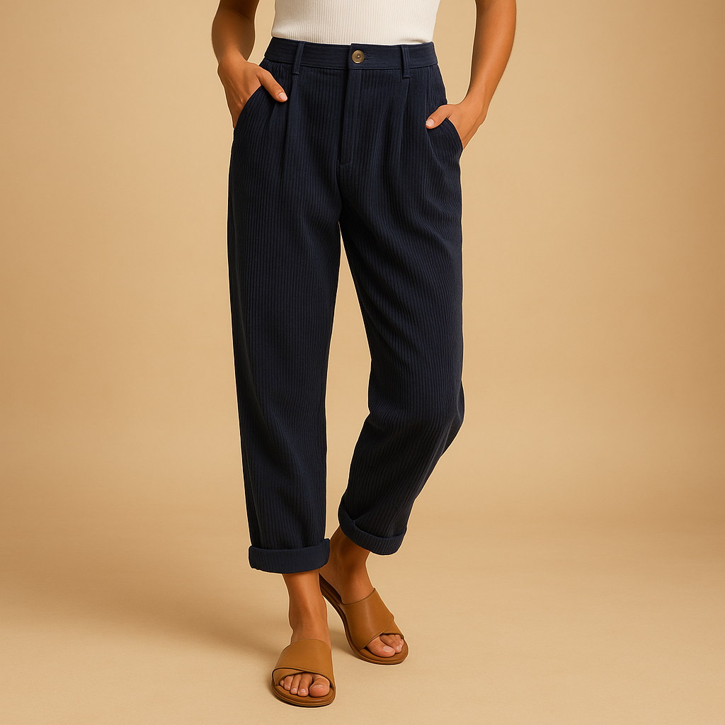 Women’s High-Waist Corduroy Pants – Relaxed Straight-Leg Fit