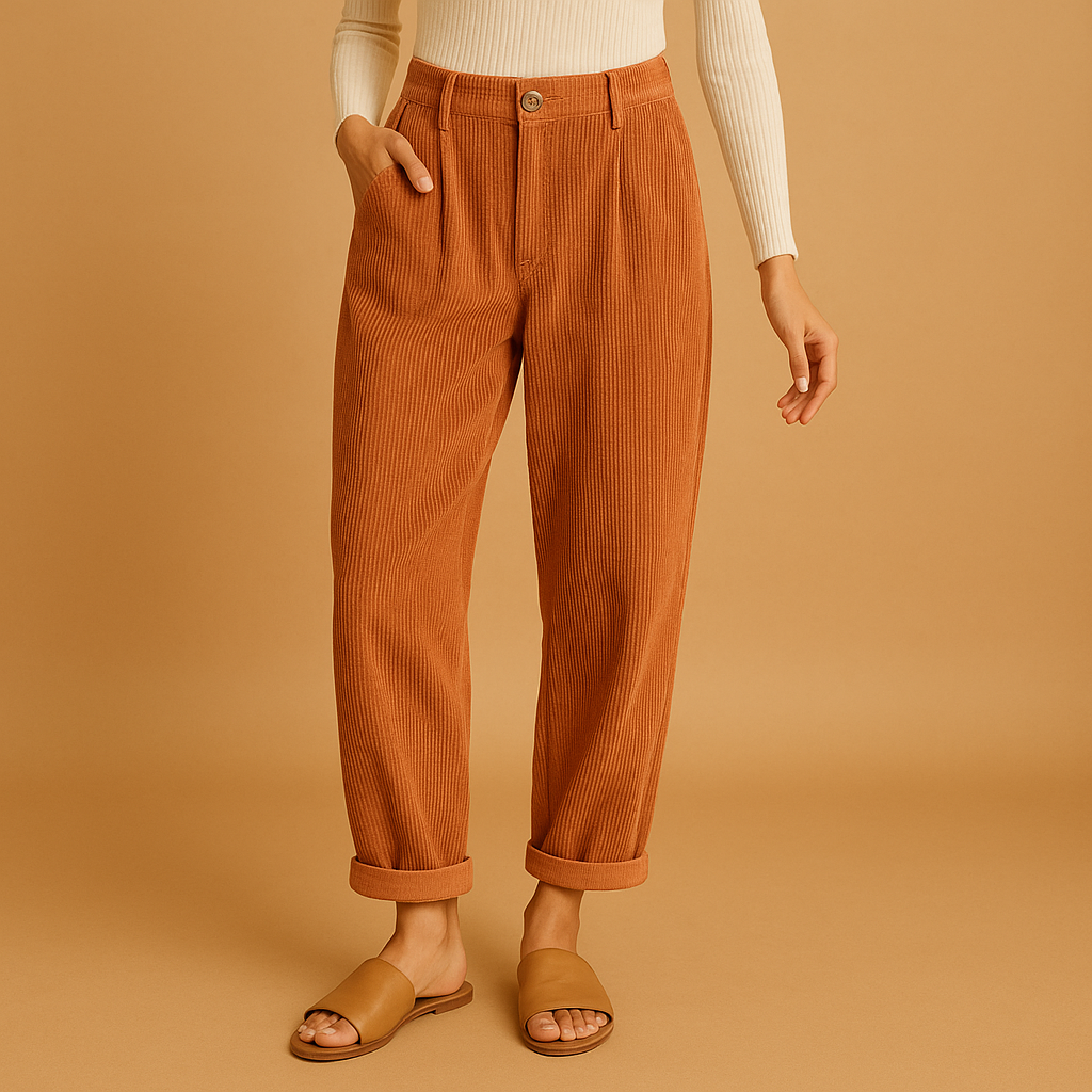 Women’s High-Waist Corduroy Pants – Relaxed Straight-Leg Fit