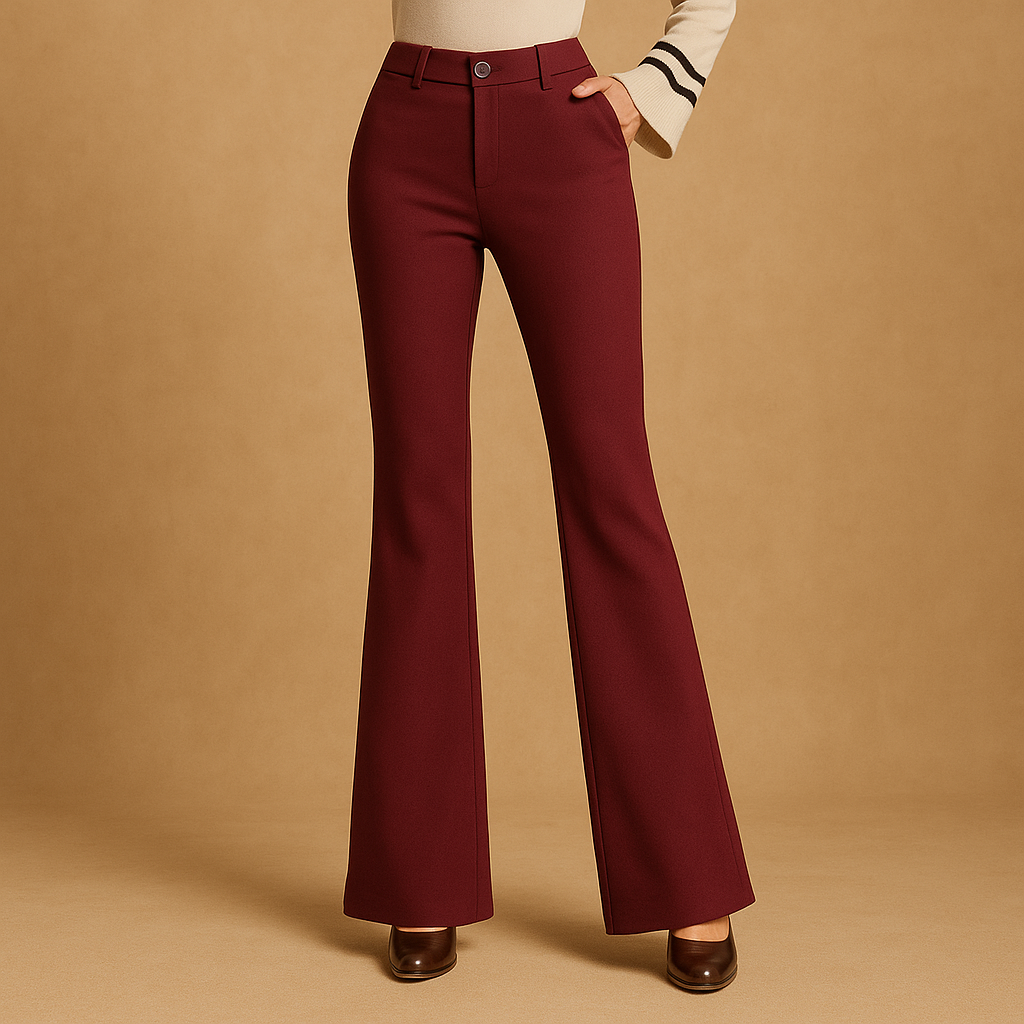 Women’s High-Waisted Flared Trousers – Elegant Everyday Fit