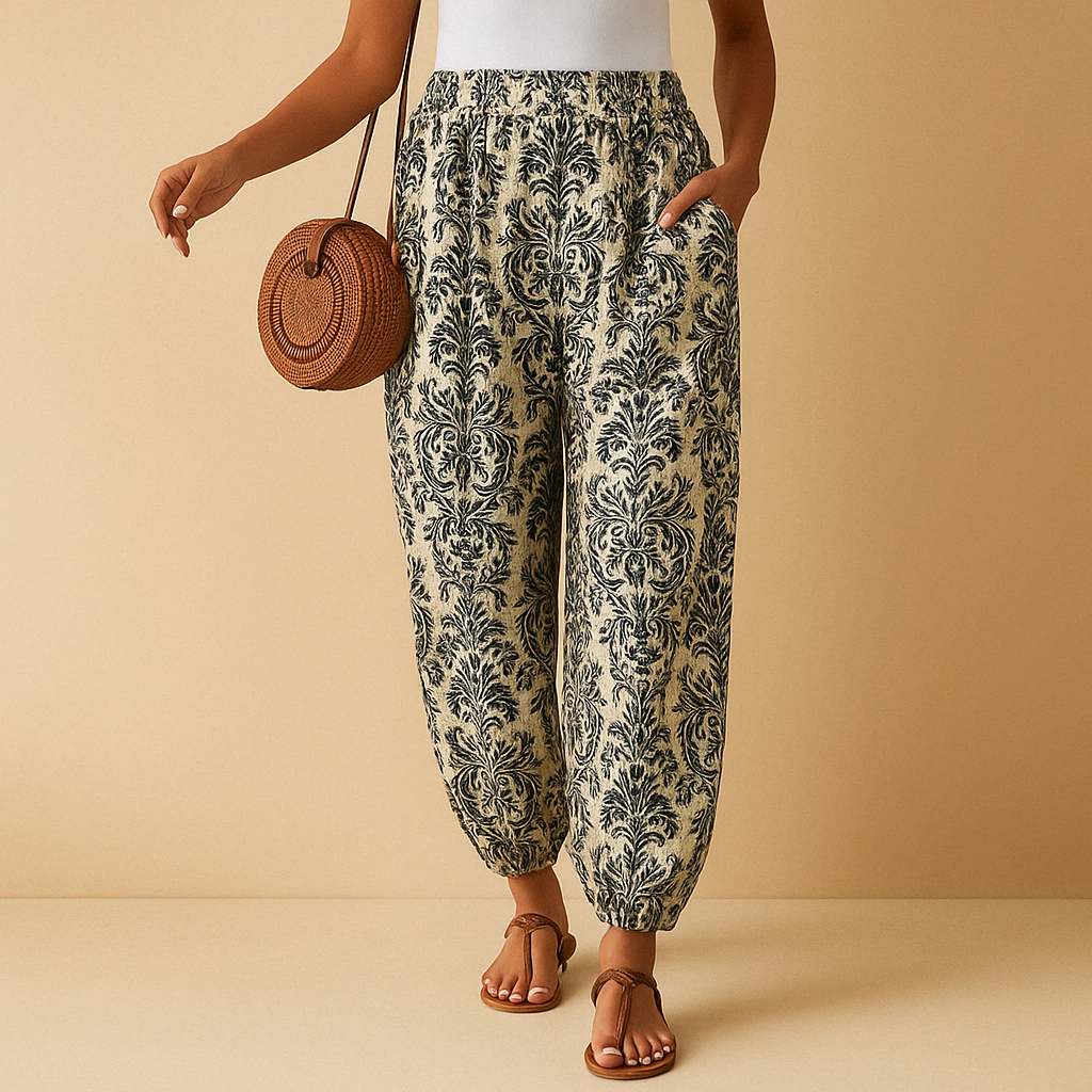 Women’s High-Waisted Wide-Leg Boho Pants – Lightweight Summer Fit