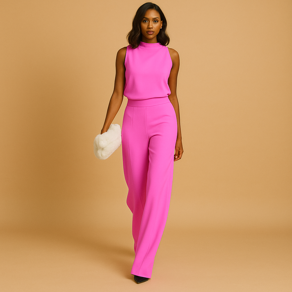 Women’s Wide-Leg Jumpsuit – Halter Neck High-Waist One-Piece