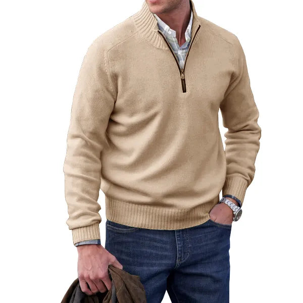 Men’s Half-Zip Knit Sweater – Soft Textured Everyday Layer