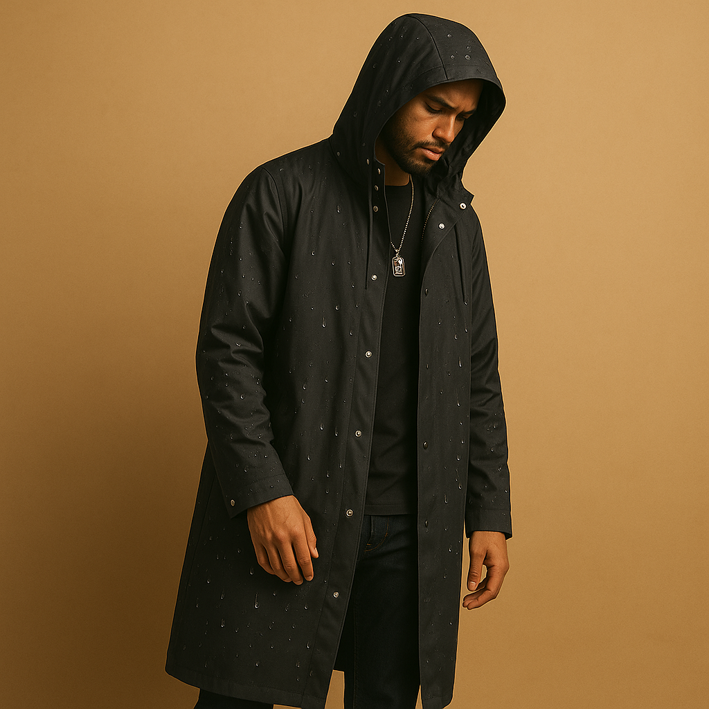 Men’s Long Hooded Raincoat – Everyday Outer Layer for Cooler Conditions