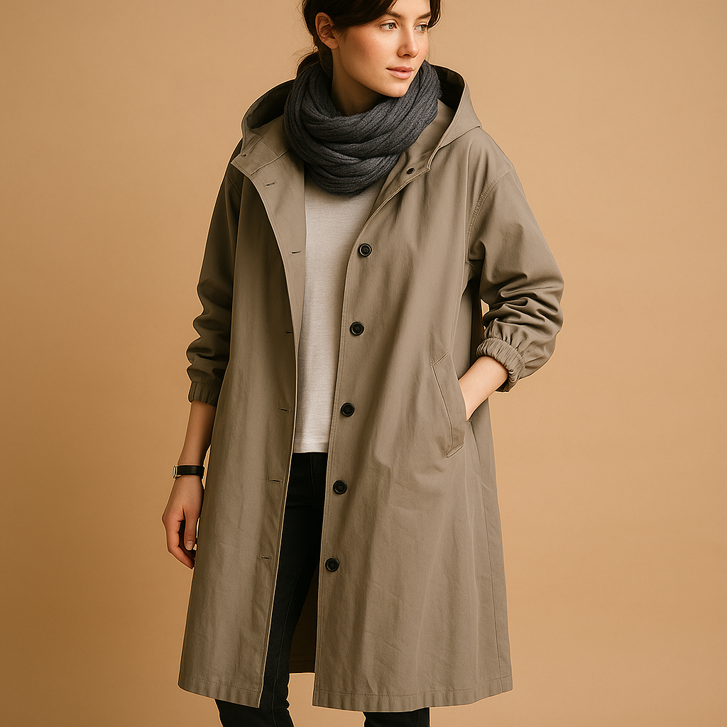 Women’s Long Rain Coat – Full-Length Water-Resistant Outer Layer