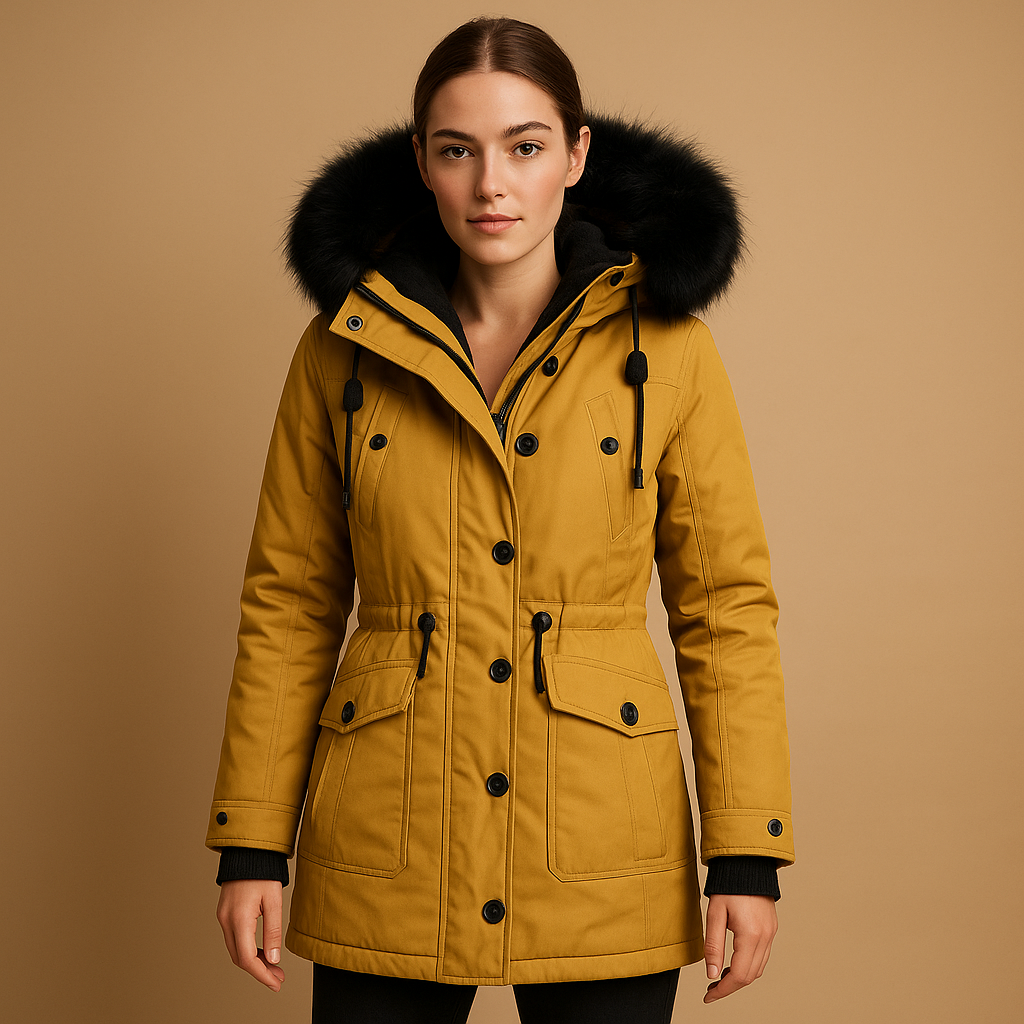 Women’s Long Water-Resistant Winter Coat – Faux Fur Hood & Padded Design