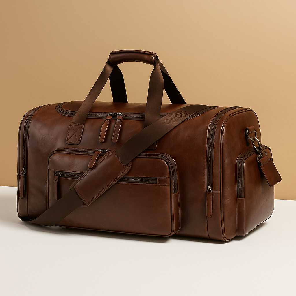 Men’s Leather Travel Duffle Bag with Compartments – Organized Everyday Carry