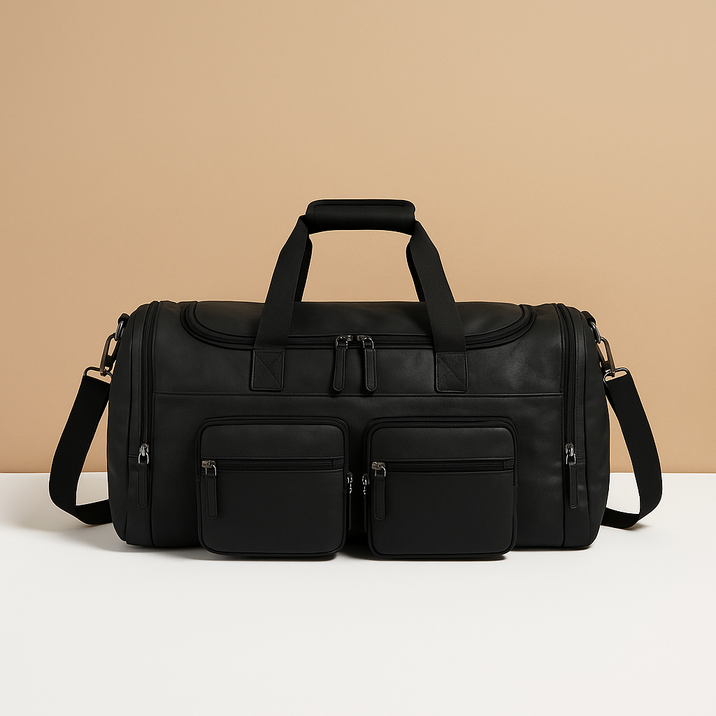Men’s Leather Travel Duffle Bag with Compartments – Organized Everyday Carry