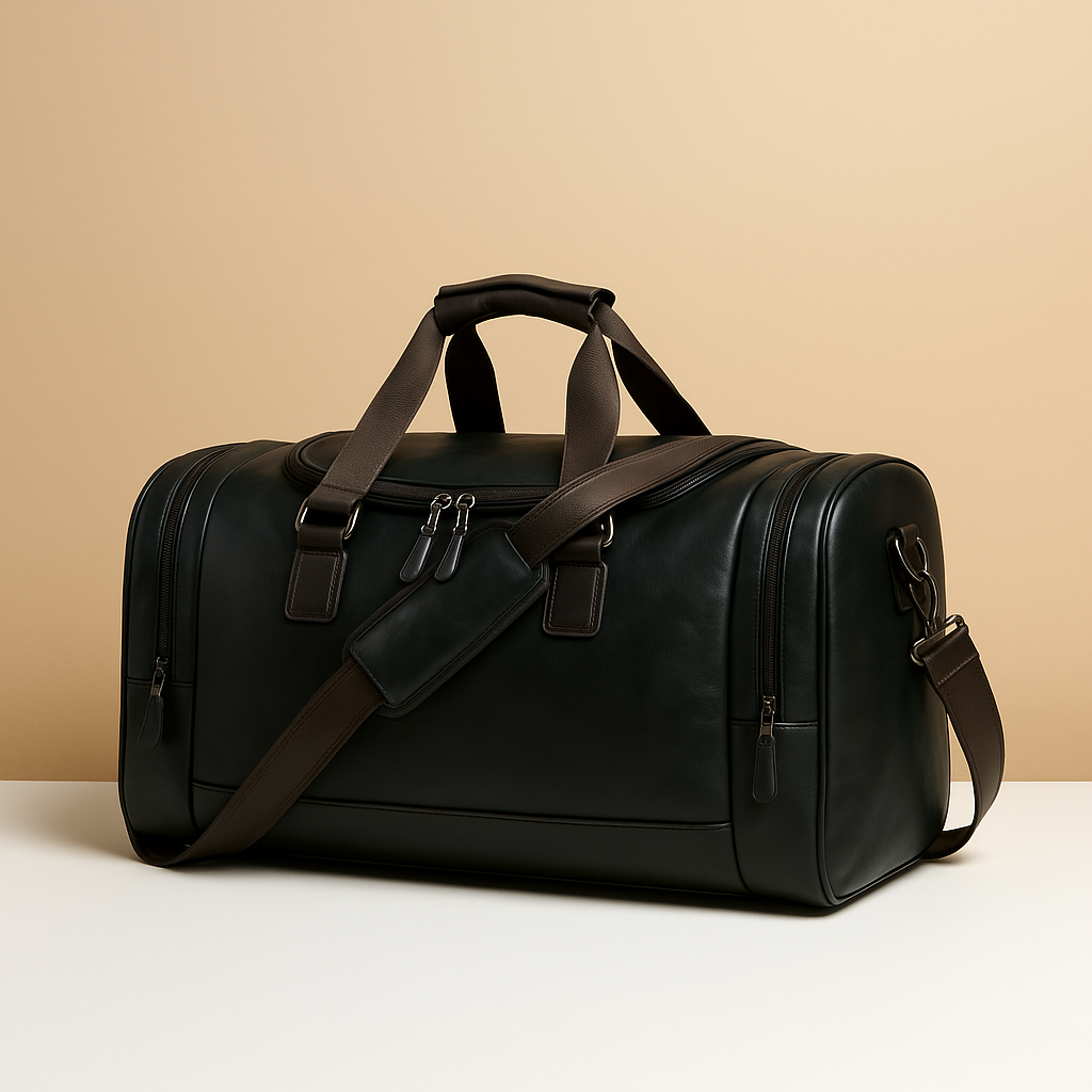 Men’s Leather Travel Duffle Bag with Compartments – Organized Everyday Carry