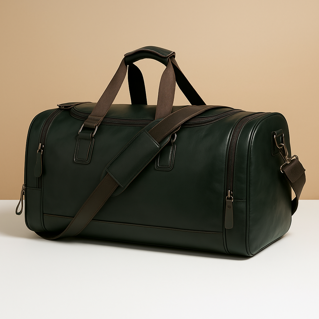 Men’s Leather Travel Duffle Bag with Compartments – Organized Everyday Carry