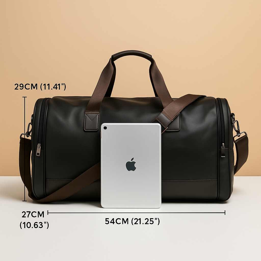 Men’s Leather Travel Duffle Bag with Compartments – Organized Everyday Carry
