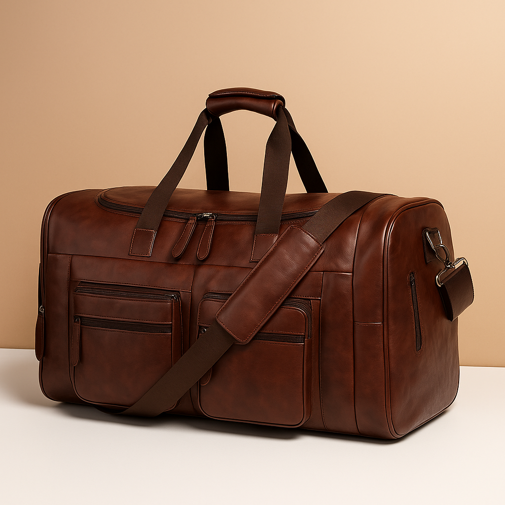 Men’s Leather Travel Duffle Bag with Compartments – Organized Everyday Carry