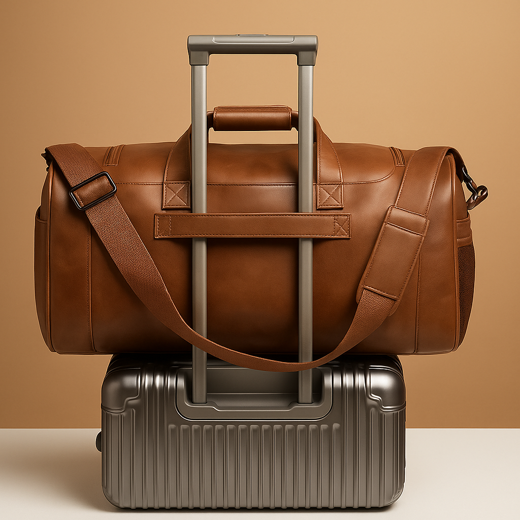 Men’s Leather Travel Duffle Bag with Shoe Compartment – Structured Carry-On