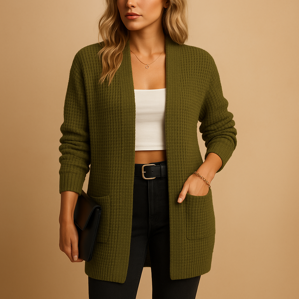 Women’s Long V-Neck Cardigan – Relaxed Everyday Layer
