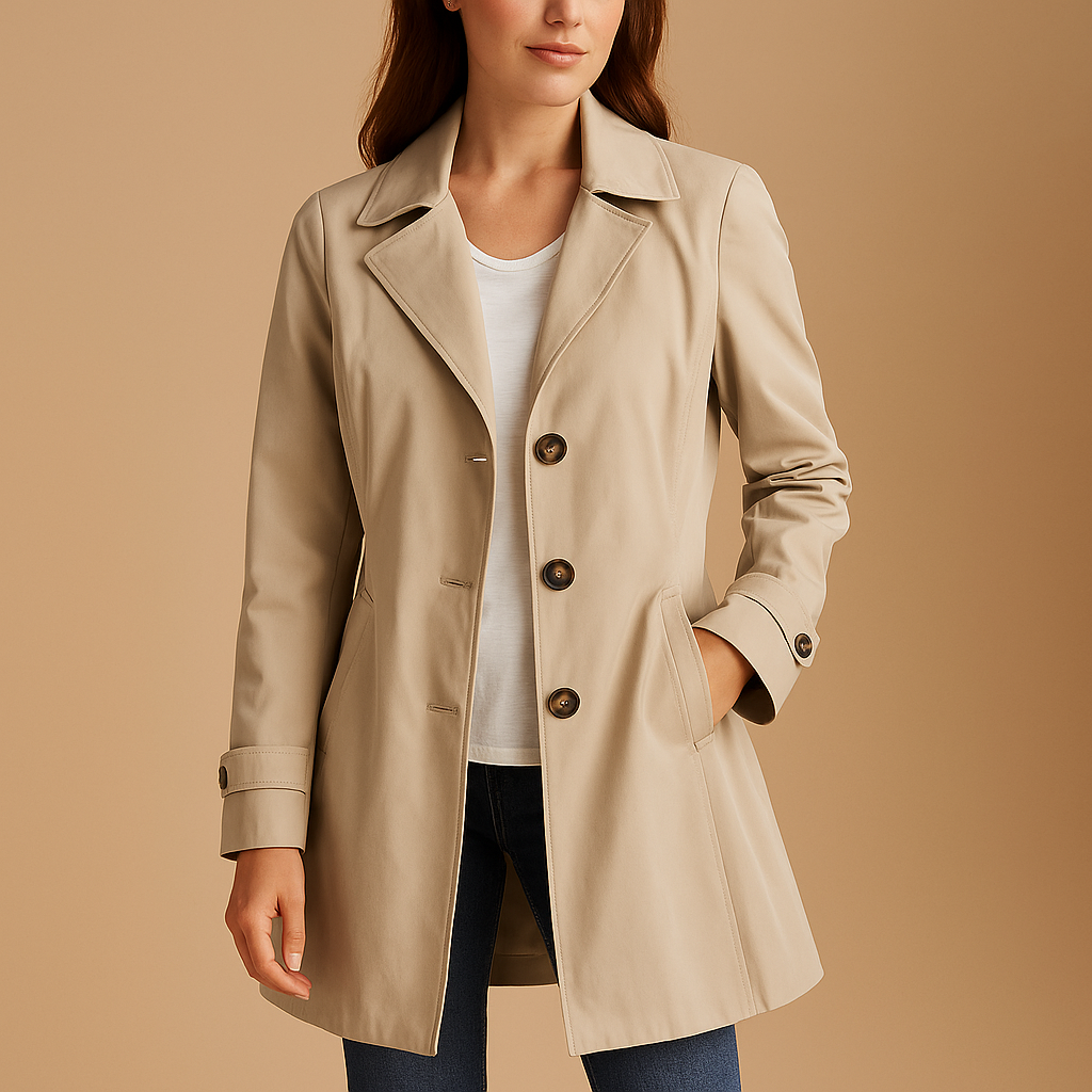 Women’s Long Windproof Rain Jacket with Hood – Adjustable Fit for Everyday Wear