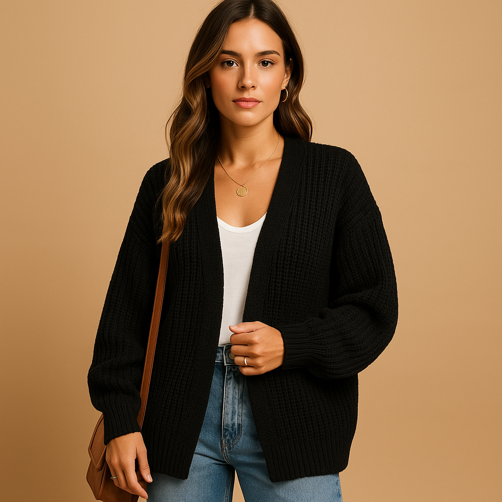 Women’s Knitted Open Cardigan – Relaxed Fit Everyday Layer
