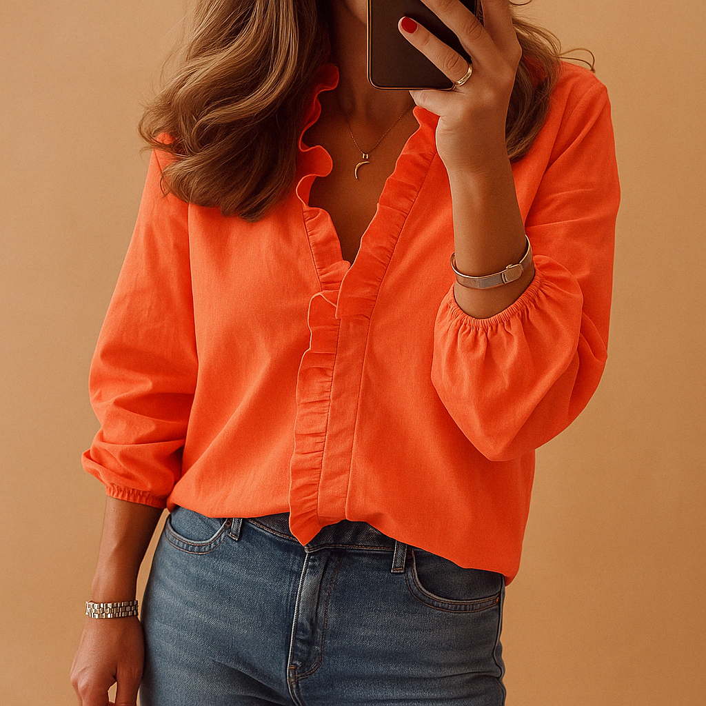 Women’s Ruffled Elegant Blouse – Refined & Comfortable for Everyday Wear