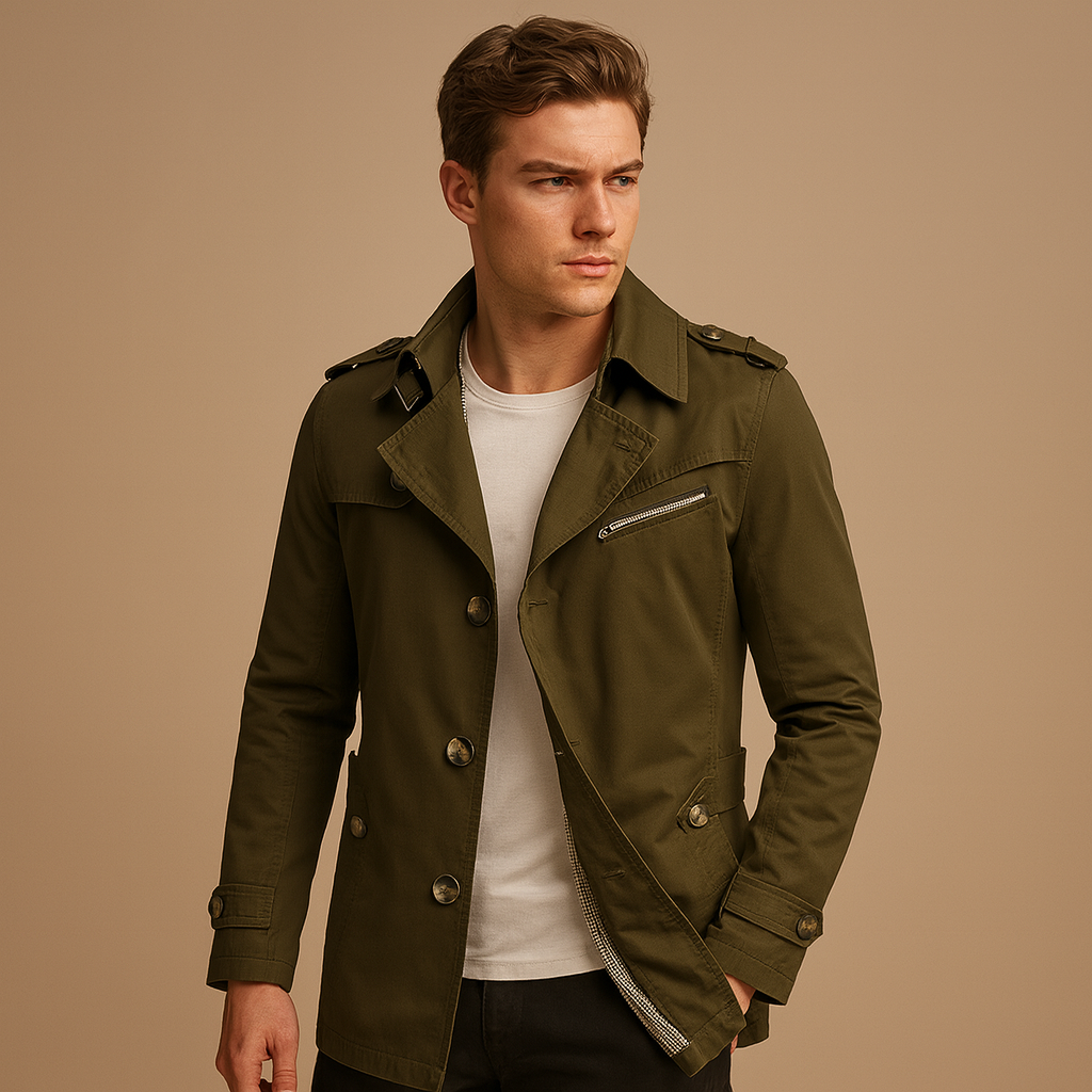 Men’s Trench Coat – Classic Double-Breasted Outer Layer