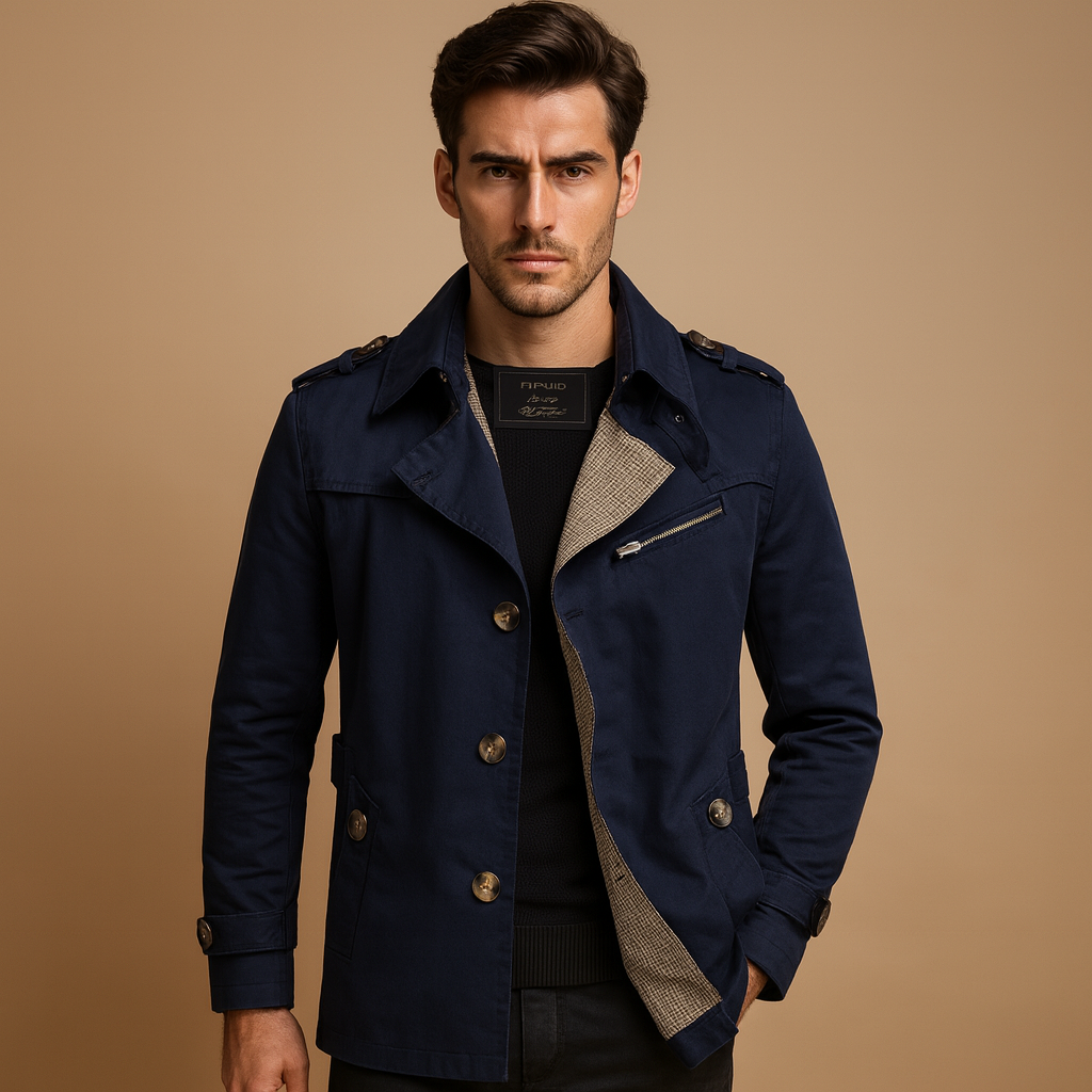 Men’s Trench Coat – Classic Double-Breasted Outer Layer