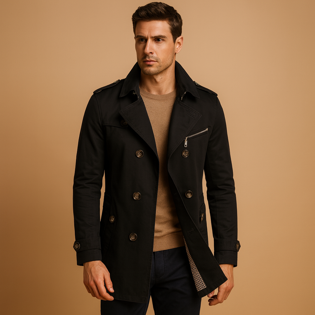 Men’s Trench Coat – Classic Double-Breasted Outer Layer