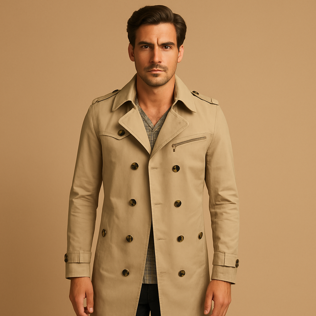 Men’s Trench Coat – Classic Double-Breasted Outer Layer