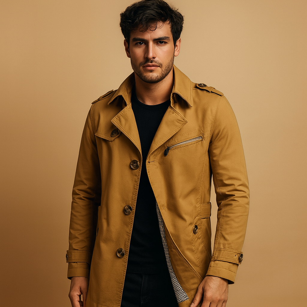 Men’s Trench Coat – Classic Double-Breasted Outer Layer