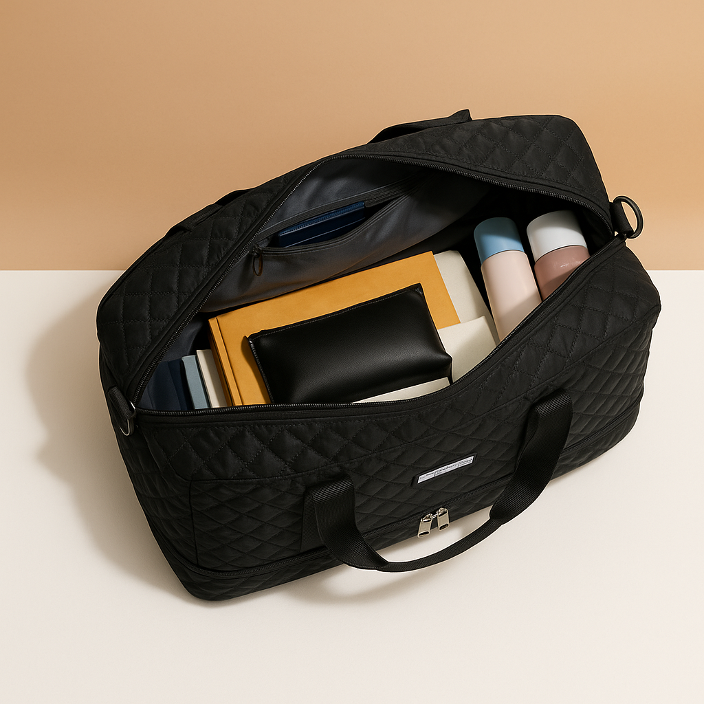 Women’s Weekender Duffle Bag with Shoe Compartment – Organized Travel Carry