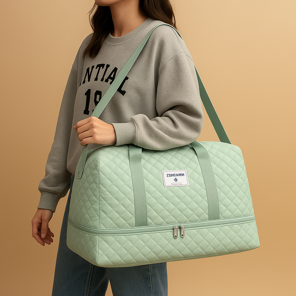 Women’s Weekender Duffle Bag with Shoe Compartment – Organized Travel Carry