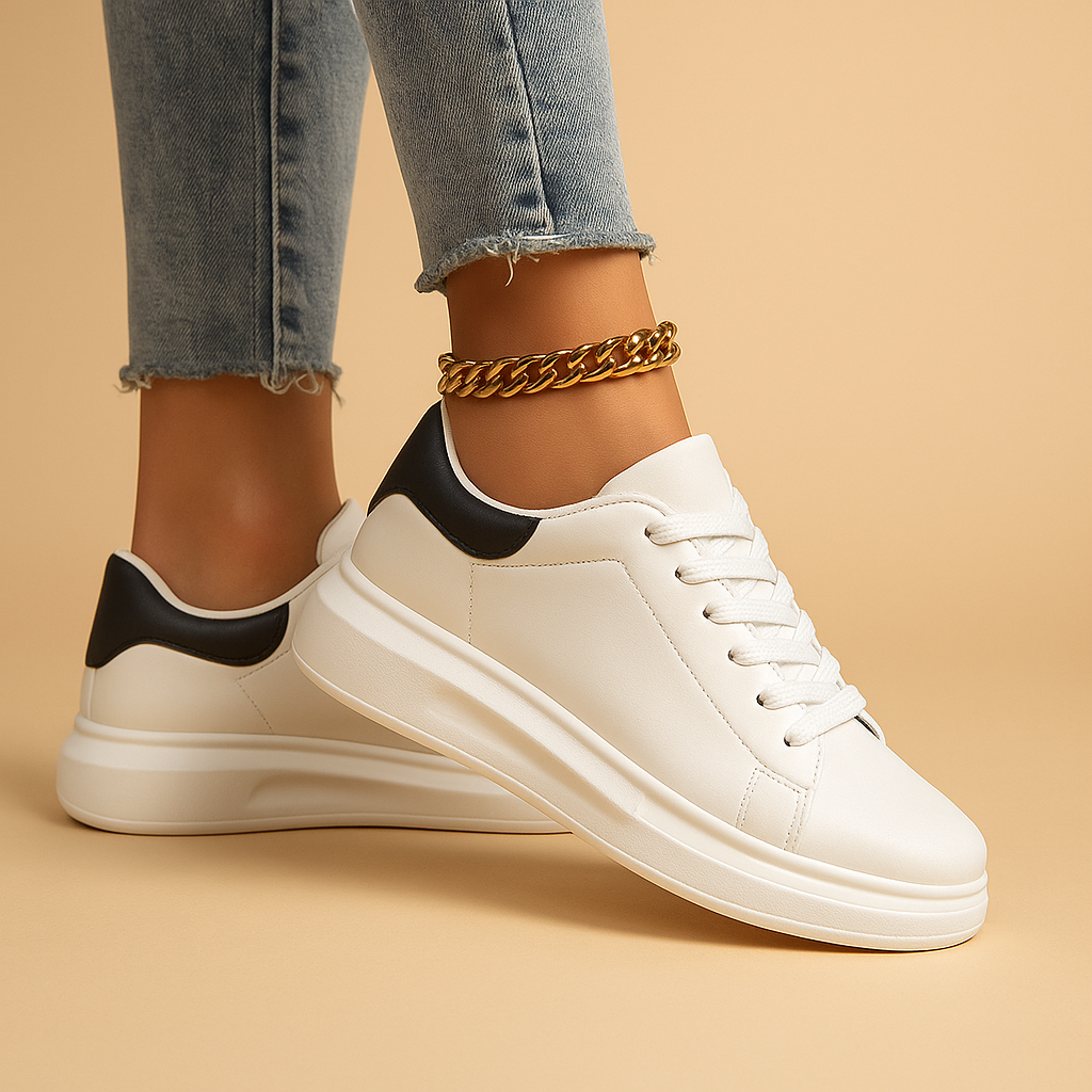 Women’s White Leather Sneakers – Minimalist Low-Top for Everyday Wear